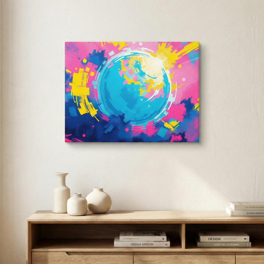 Neon Orbit Burst 16" x 12" Canvas