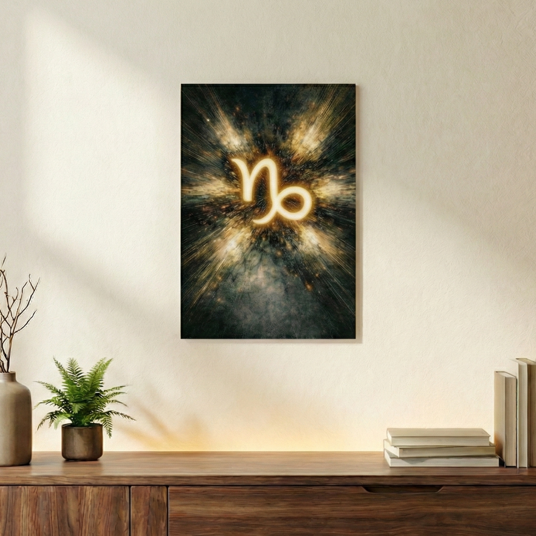 Capricorn Gilded Burst 12" x 18" Poster