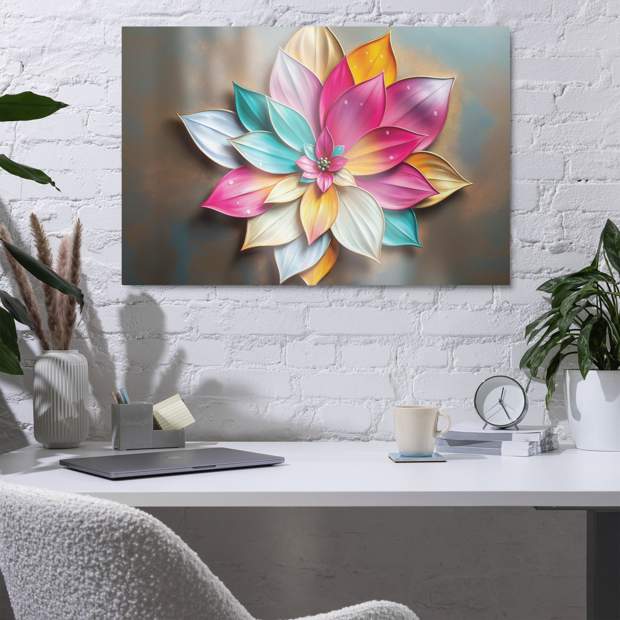 Soft Luxe Lotus 36" x 24" Metal Print