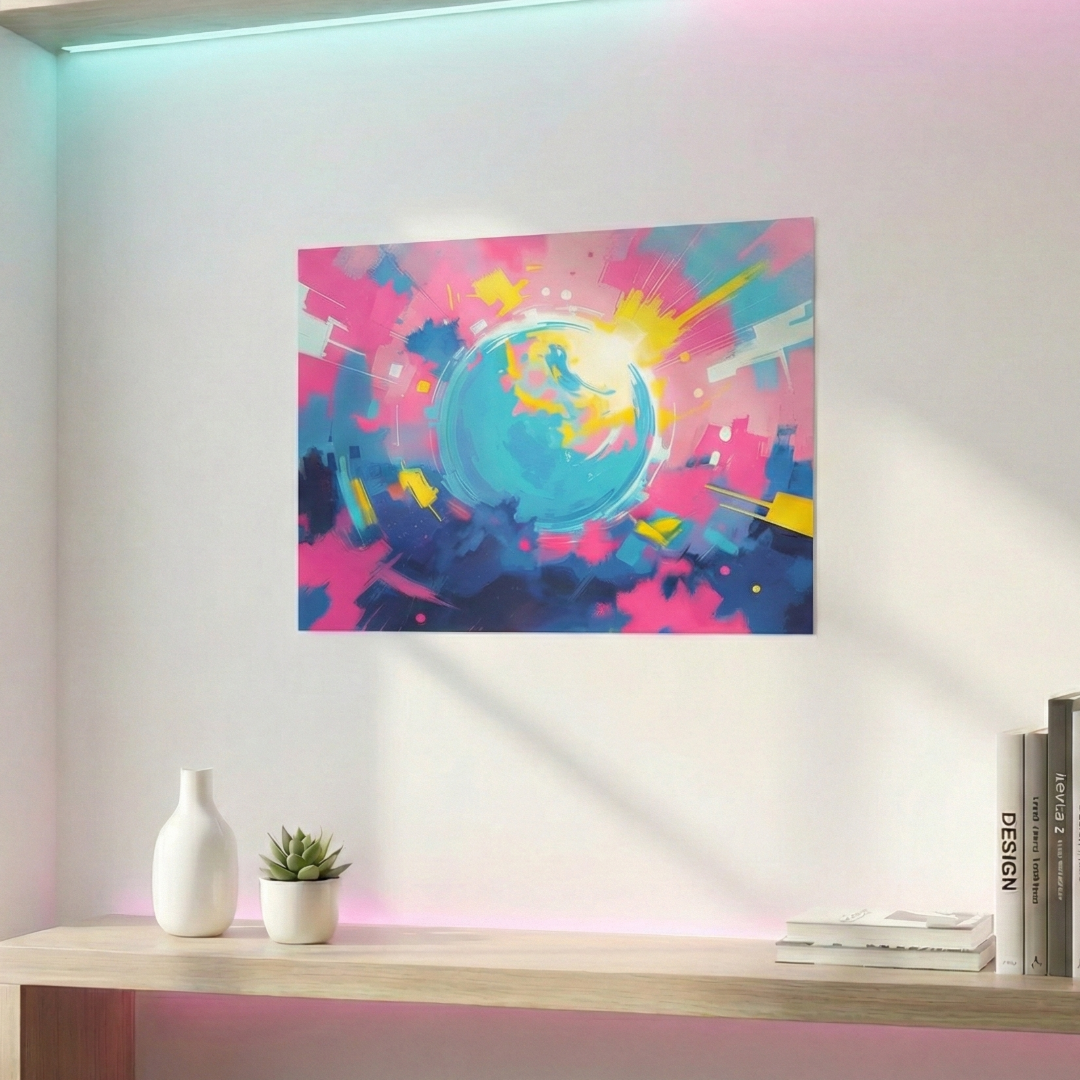 Neon Orbit Burst 16" x 12" Poster