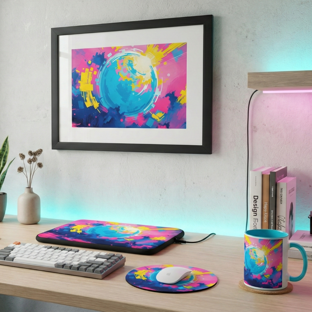 Neon Orbit Burst — Office Glow Set