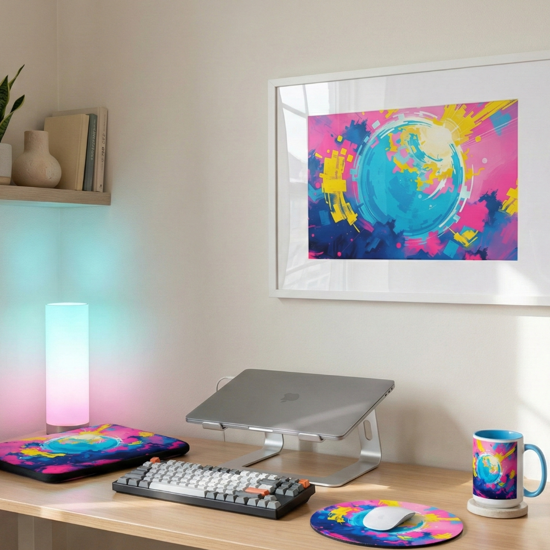 Neon Orbit Burst — Office Glow Set